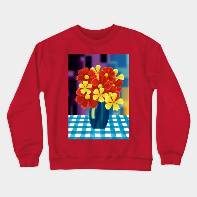 Vase of Red and Yellow Flowers Crewneck Sweatshirt by Scratch